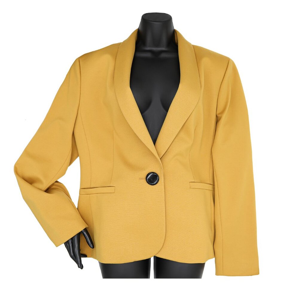 Vintage Classic Yellow Women's Blazer Tailored Fit Jacket Stylish Office Wear